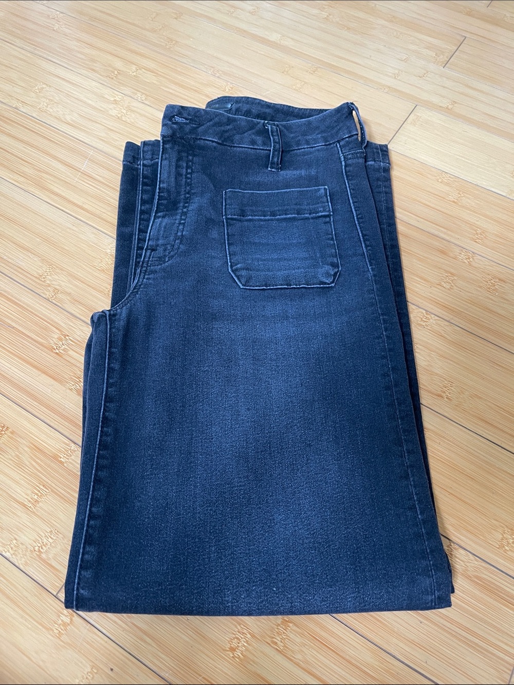 Women Kut from the Kloth Black High-Rise Jeans Wide Leg Flare Off Black Size 4